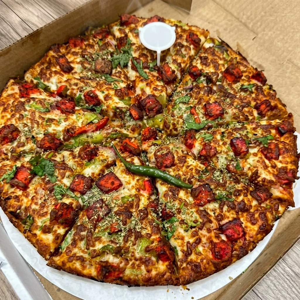 Punjabi pizza and Paneer Tikka Pizza at Walker Lake Meats Edmonton signature South Asian pizza